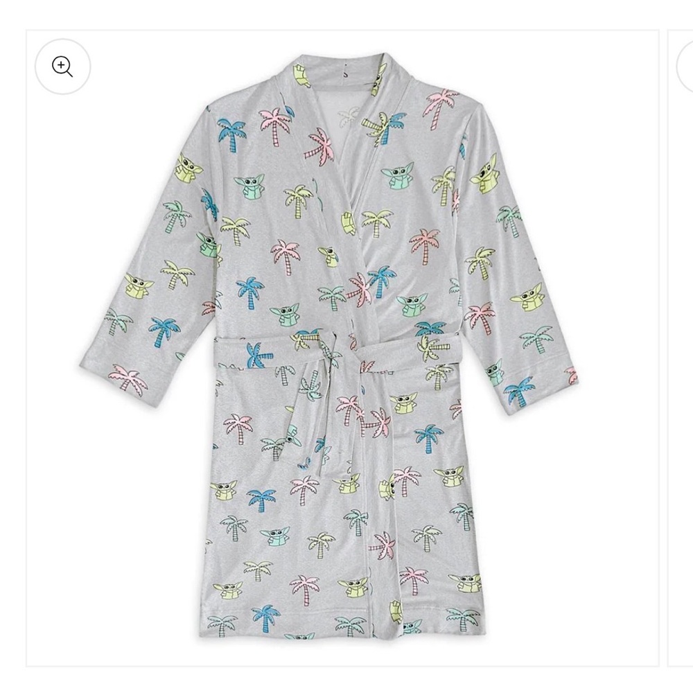 munki munki Gray Star Wars Grogu Robe + Matching Pajama Gown (2 piece set) - Picture 4 of 6